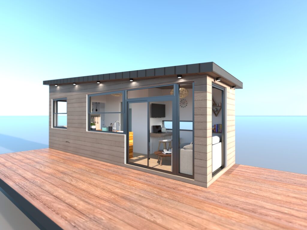 Plan 3D studio jardin habitable 20m2 - BAZE HOUSE