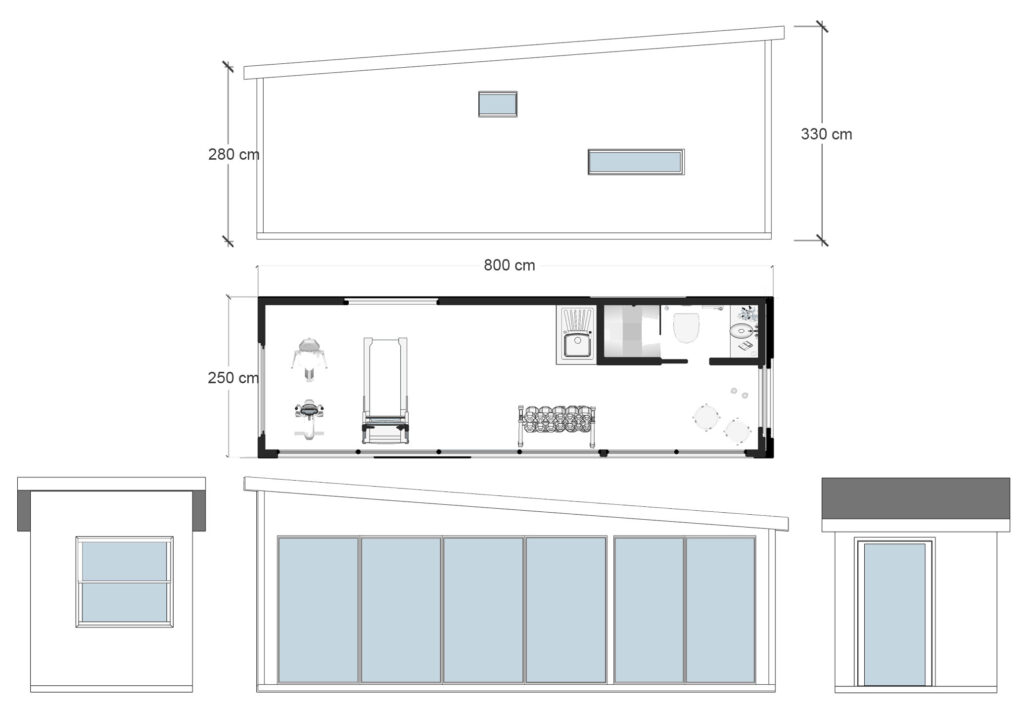 Plan studio de jardin 20m2 salle de sport - BAZE HOUSE